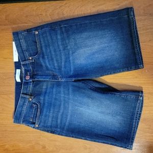 Loft classic 5 pocket dark wash denim stretch Bermuda shorts Size 6 28 New …